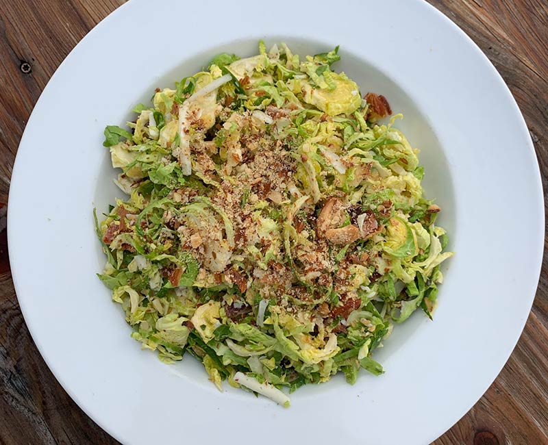 Shredded Brussels Sprout and Bacon Salad with Citrus Dressing Recipe from That Vibrant Life