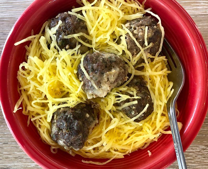 Meatballs & Spaghetti Squash Noodles (Gluten Free) Recipe from That Vibrant Life